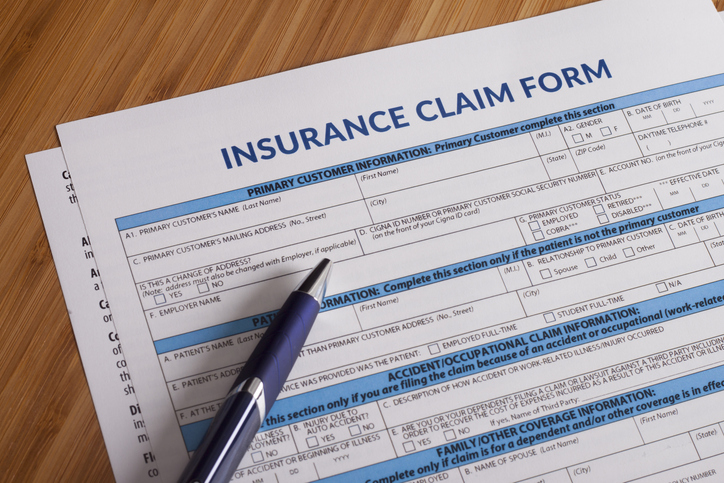 Claim form for an injury on a desk top